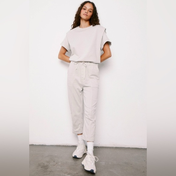 pistola Pants - Pistola
Clarisse French Terry Shoulder Pleat Jumpsuit Soft Taupe